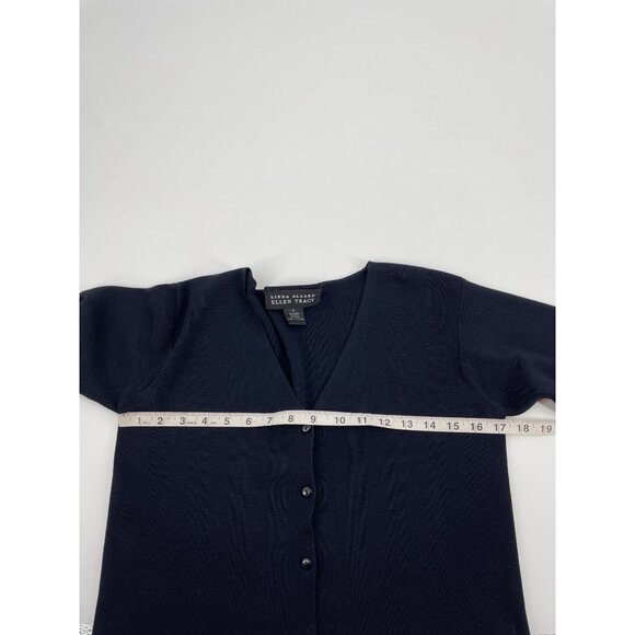 Vintage Linda Allard Ellen Tracy Womens Petite Cardigan Wool Silk Black Neutral - Picture 6 of 7